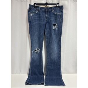 Rich Skinny‎ Jeans Women 26 Blue Mid Rise Flare Leg 100% Cotton USA Distressed